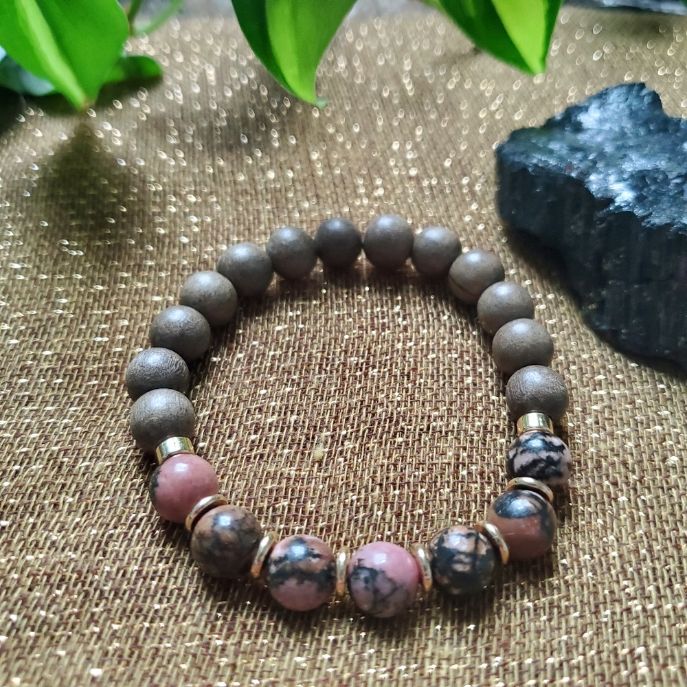 Rhodonite Gemstone Diffuser Bracelet
